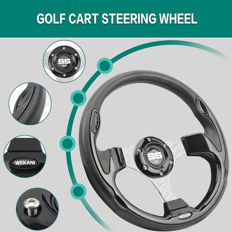 WEKANI Golf Cart Steering wheel for EZGO YAMAHA and Club Car Precedent Most Golf carts Black - Image 3